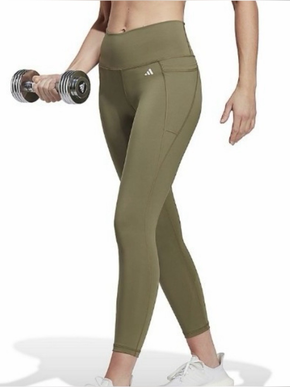 Adidas Optime 7/8 Training High Rise Leggings Tights Olive Strata